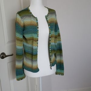 Talbots woven zip front cardigan